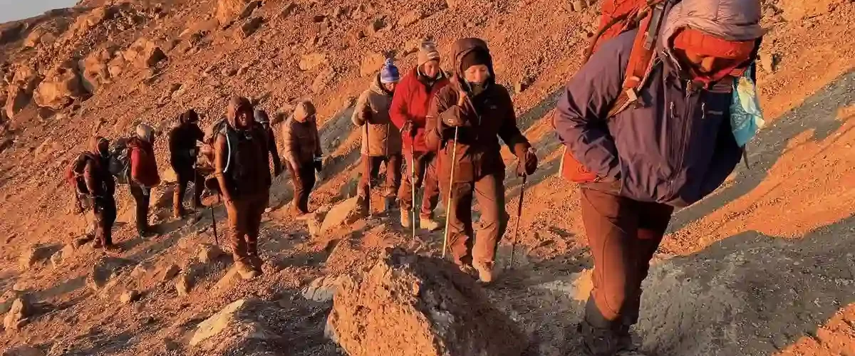 Hikers on Kilimanjaro Rongai route