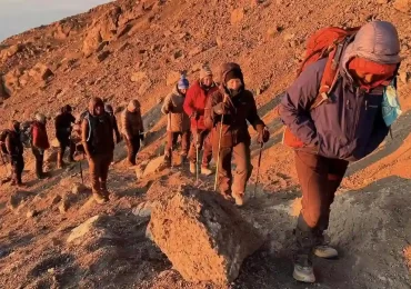 Hikers on Kilimanjaro Rongai route
