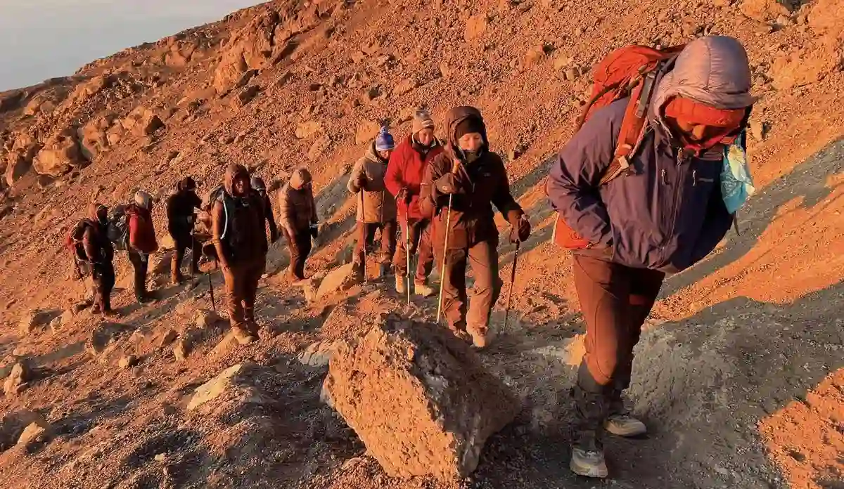 Hikers on Kilimanjaro Rongai route